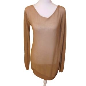BCBG MAXAZRIA Long Sleeve Asymmetrical Shear Knit Tunic Dress Coverup XS